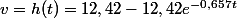 v=h(t)=12,42-12,42e^{-0,657t}